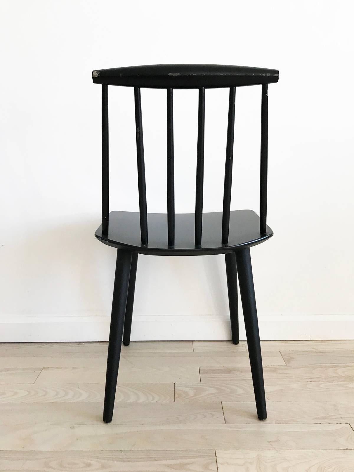 Woodwork Midcentury Danish Folke Palsson J77 Black Spindle Chair