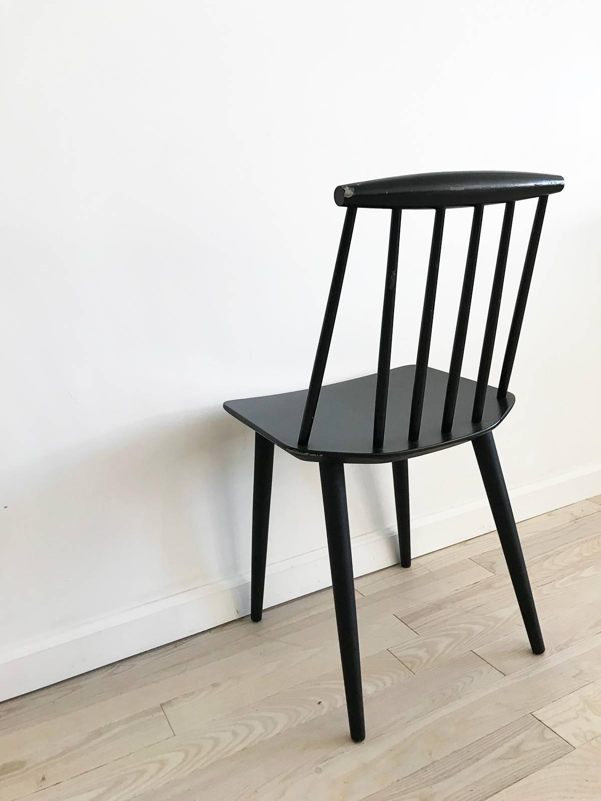 Mid-20th Century Midcentury Danish Folke Palsson J77 Black Spindle Chair