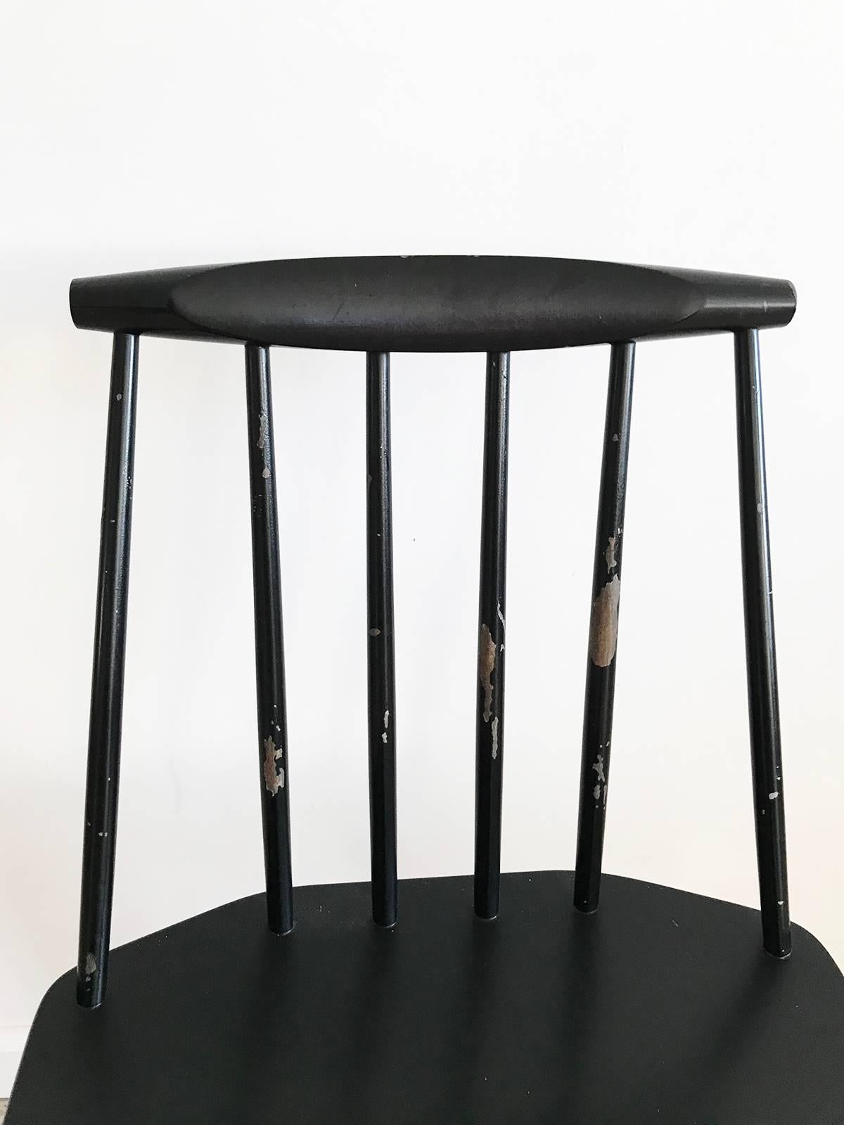 Paint Midcentury Danish Folke Palsson J77 Black Spindle Chair