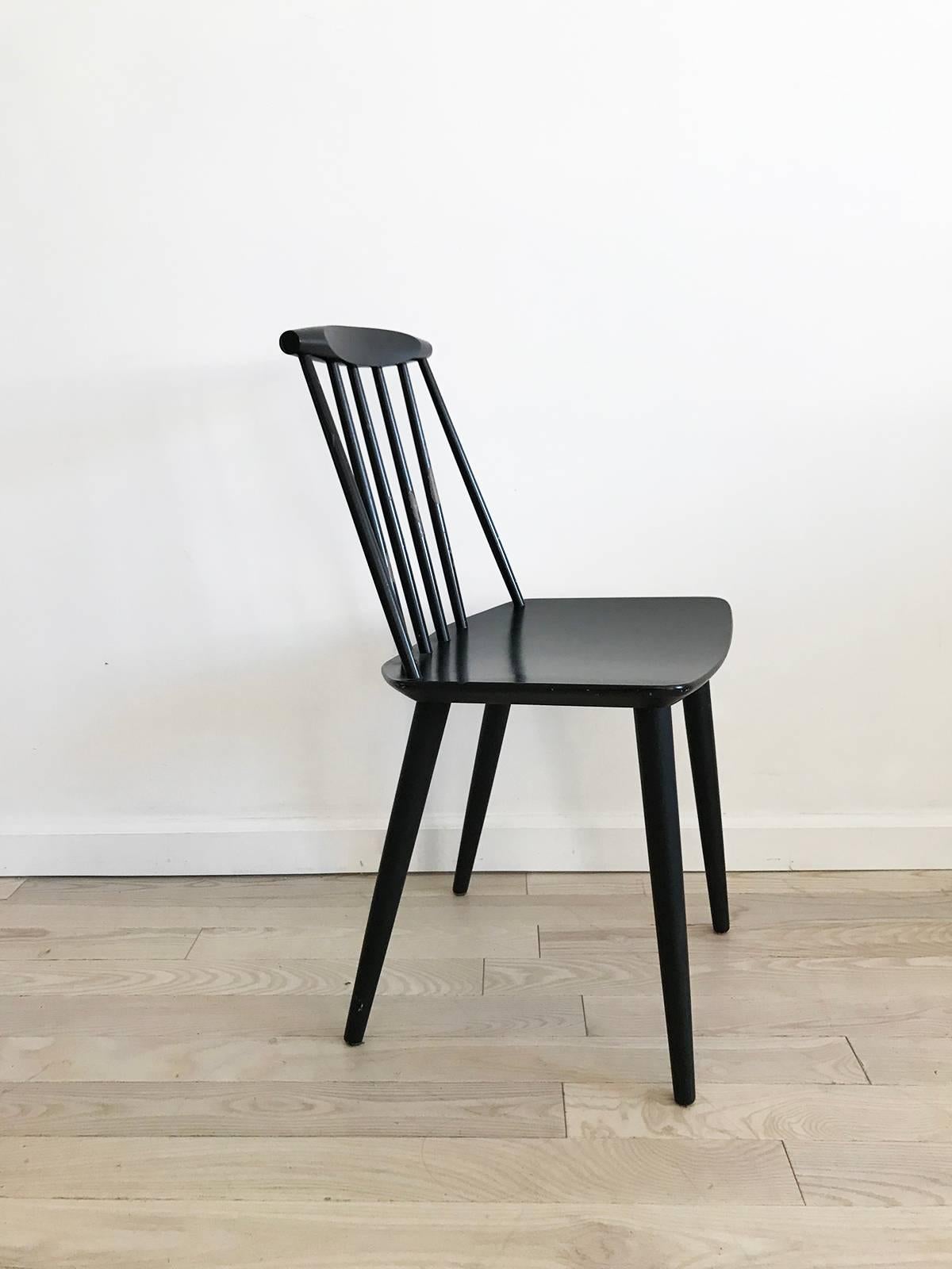 Midcentury Danish Folke Palsson J77 Black Spindle Chair 1