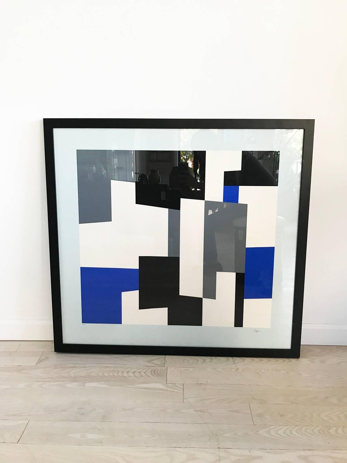Agam framed lithograph signed and number. 56/144. 
Some minor signs of fading.