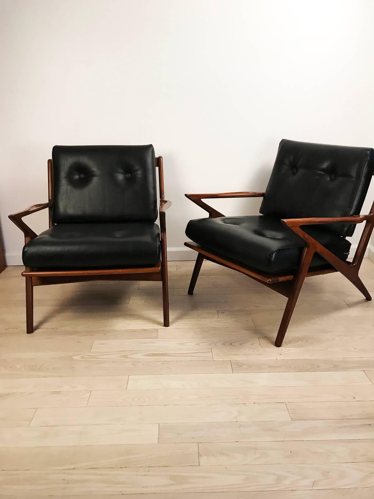Mid-Century Modern Midcentury Poul Jensen Style Z Lounge Chairs
