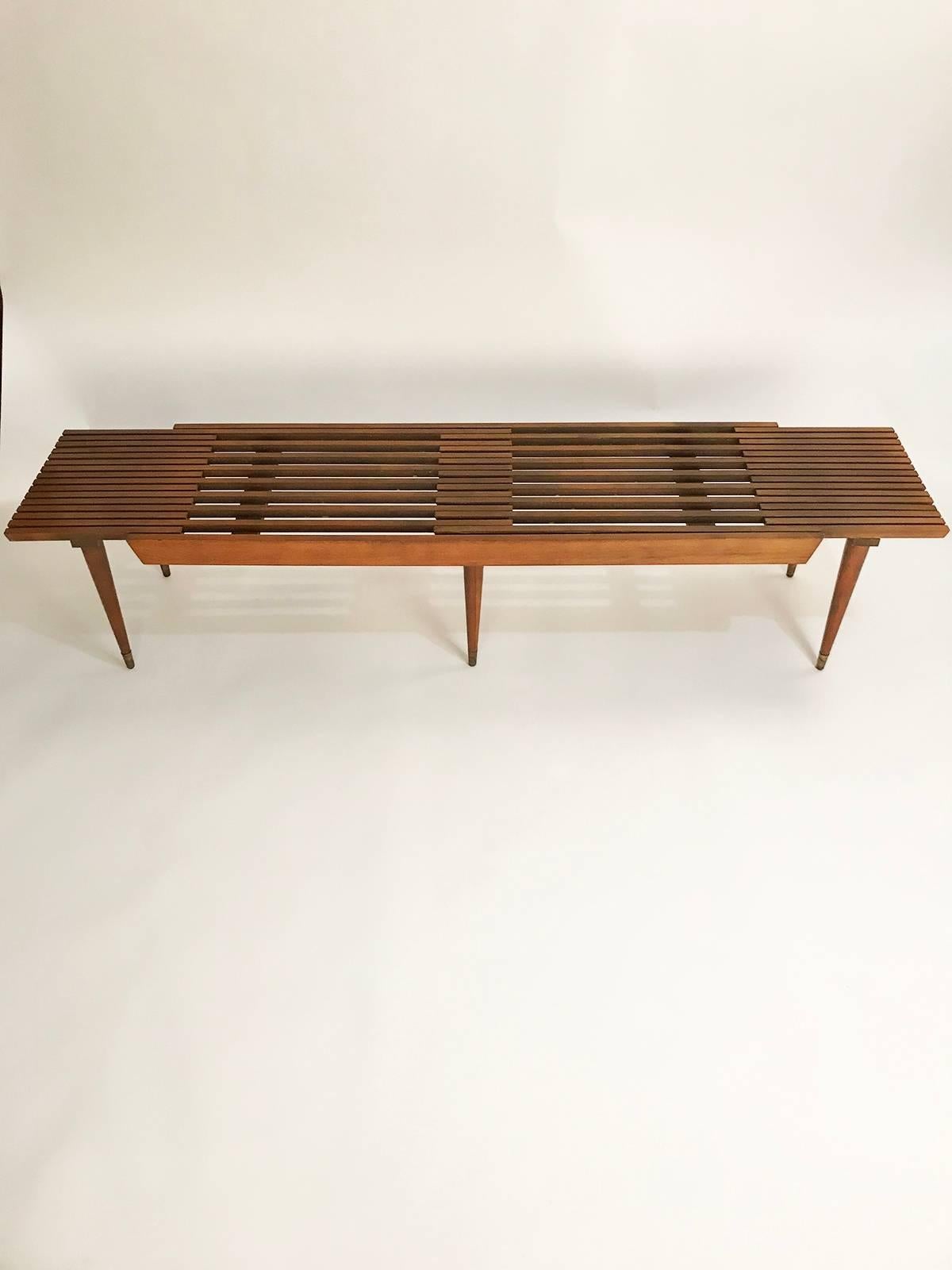 Mid-Century Modern Midcentury Expandable Slat Bench or Coffee Table