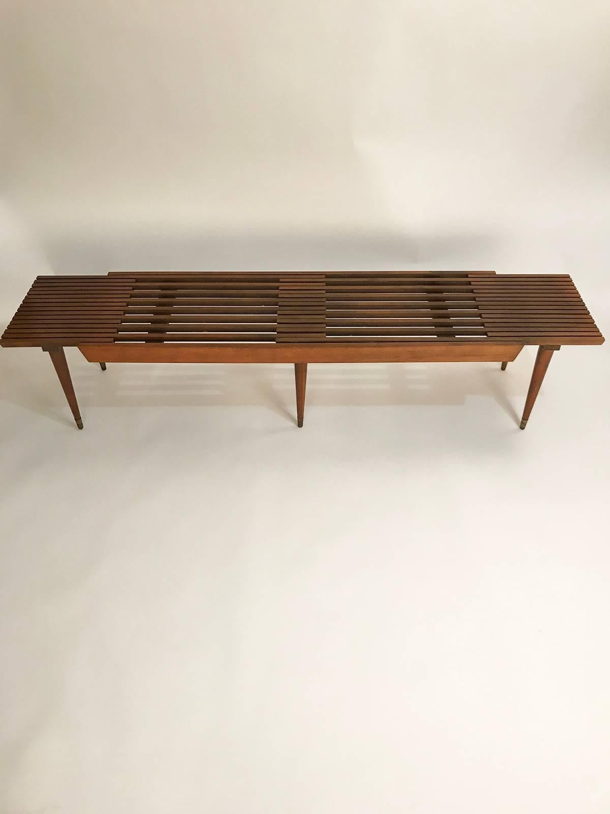 Mid-20th Century Midcentury Expandable Slat Bench or Coffee Table