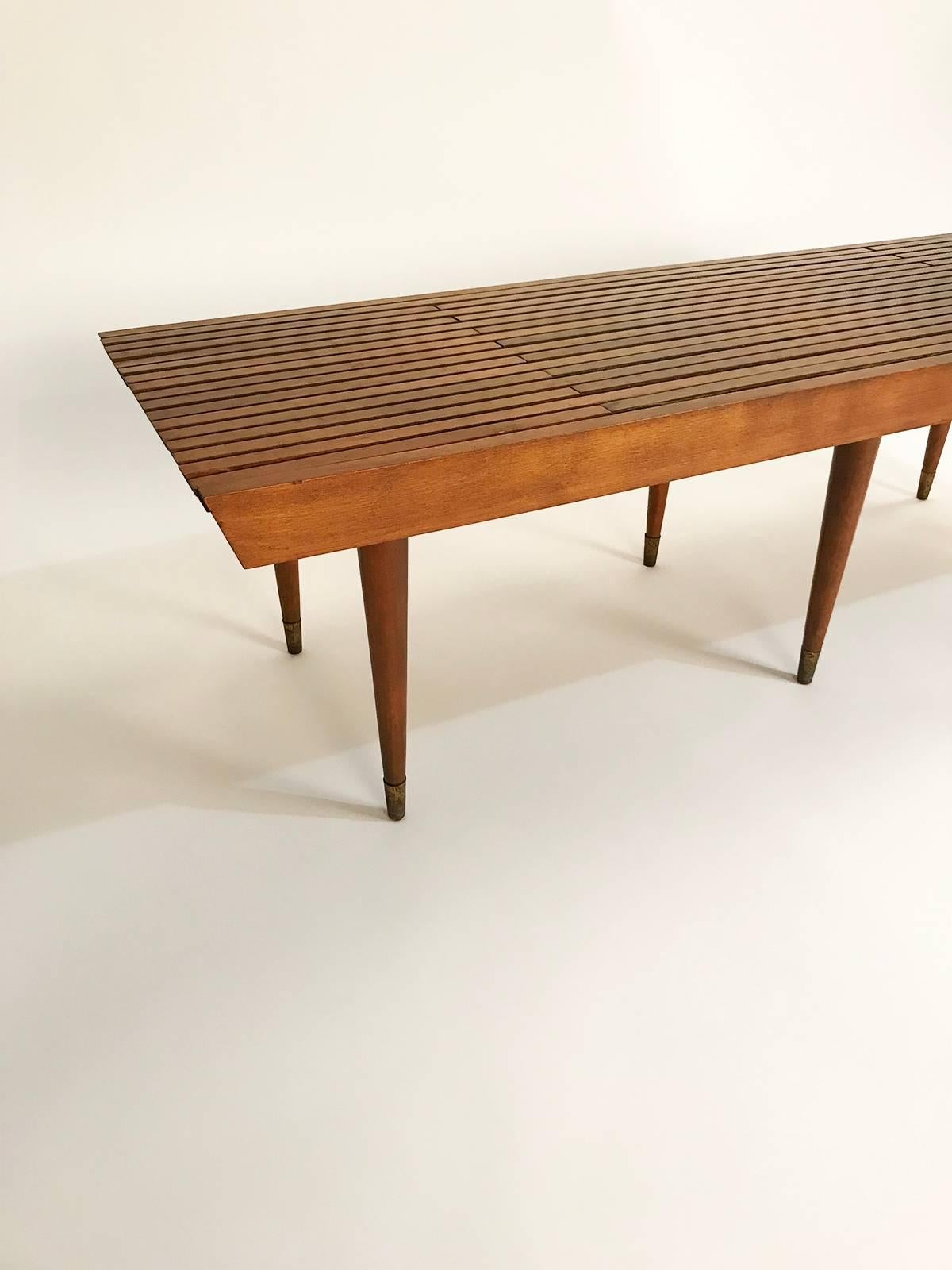 Midcentury Expandable Slat Bench or Coffee Table 1