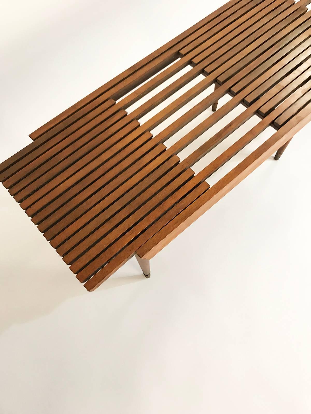 Midcentury Expandable Slat Bench or Coffee Table 3