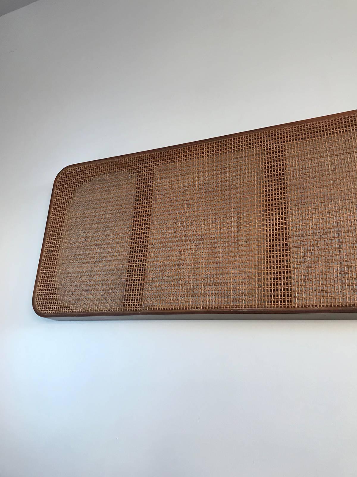 Mid-20th Century 1950s George Nelson for Herman Miller Walnut and Cane Headboard For Sale