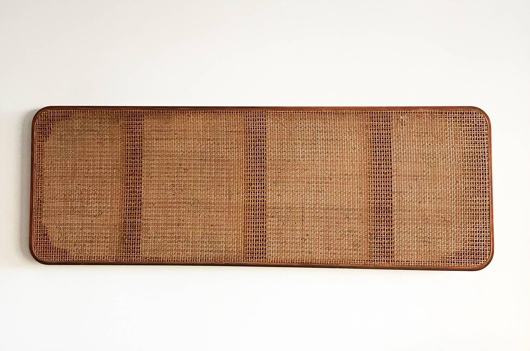 1950s George Nelson for Herman Miller Walnut and Cane Headboard For Sale 1