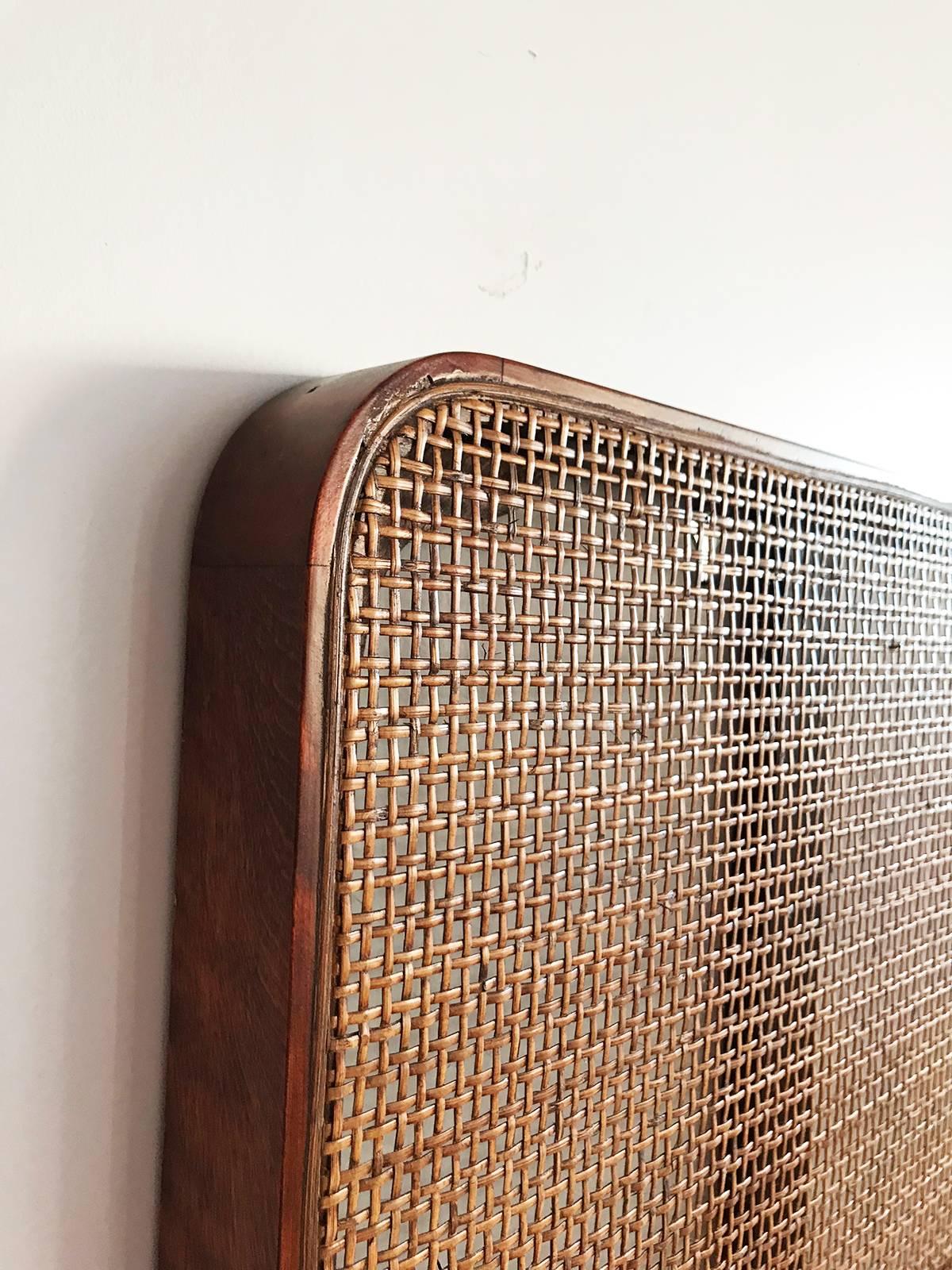1950s George Nelson for Herman Miller Walnut and Cane Headboard In Excellent Condition For Sale In Brooklyn, NY