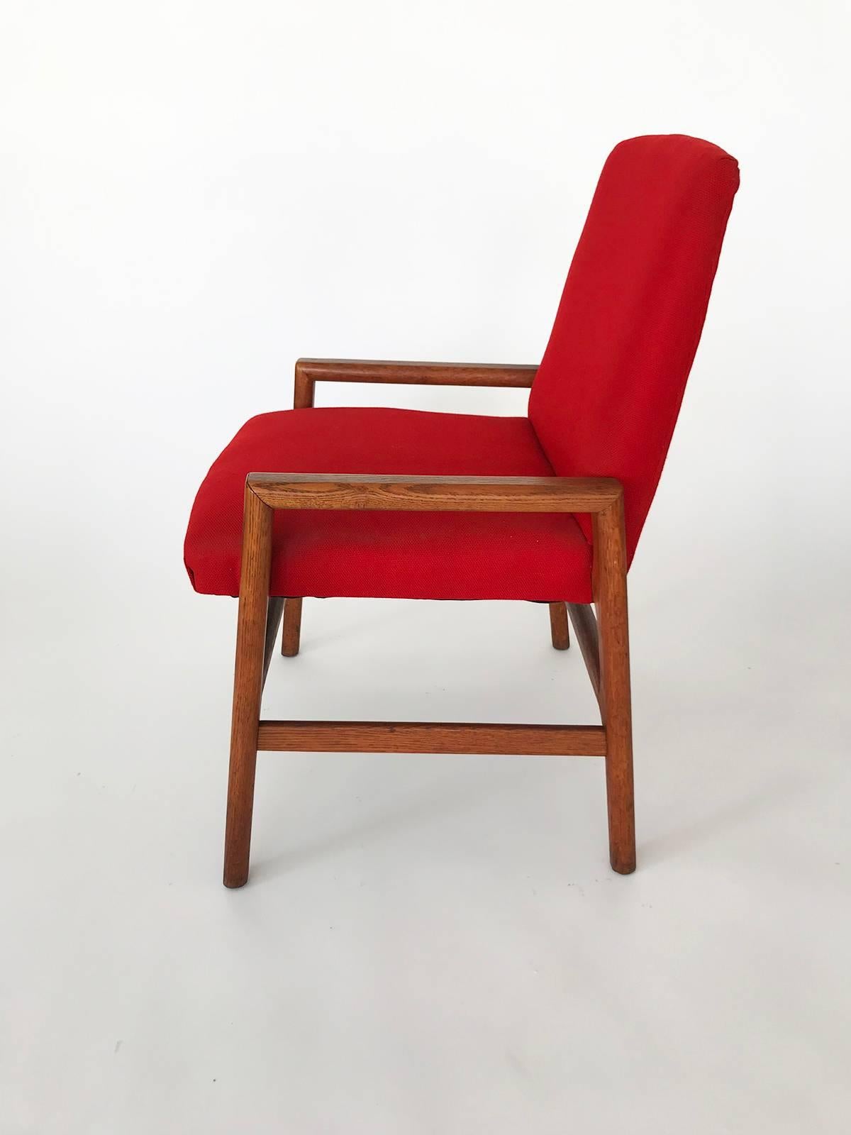Scandinavian Midcentury Red Fumed Oak Armchair In Excellent Condition In Brooklyn, NY