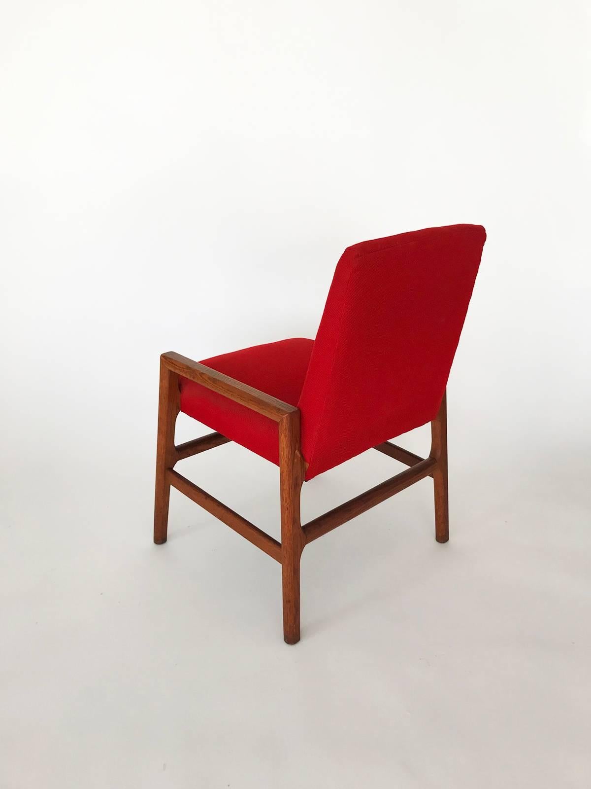 Fun and vibrant red Scandinavian armchair with fumed oak frame. Excellent condition. 
Timeless, iconic and classic. 


 