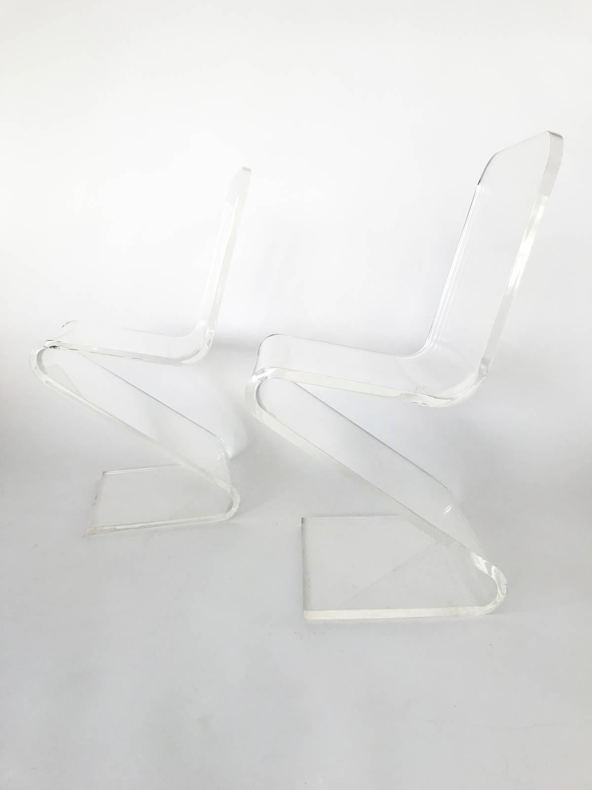 American 1970s Lucite Z Cantilever Chairs by Les Prismatique