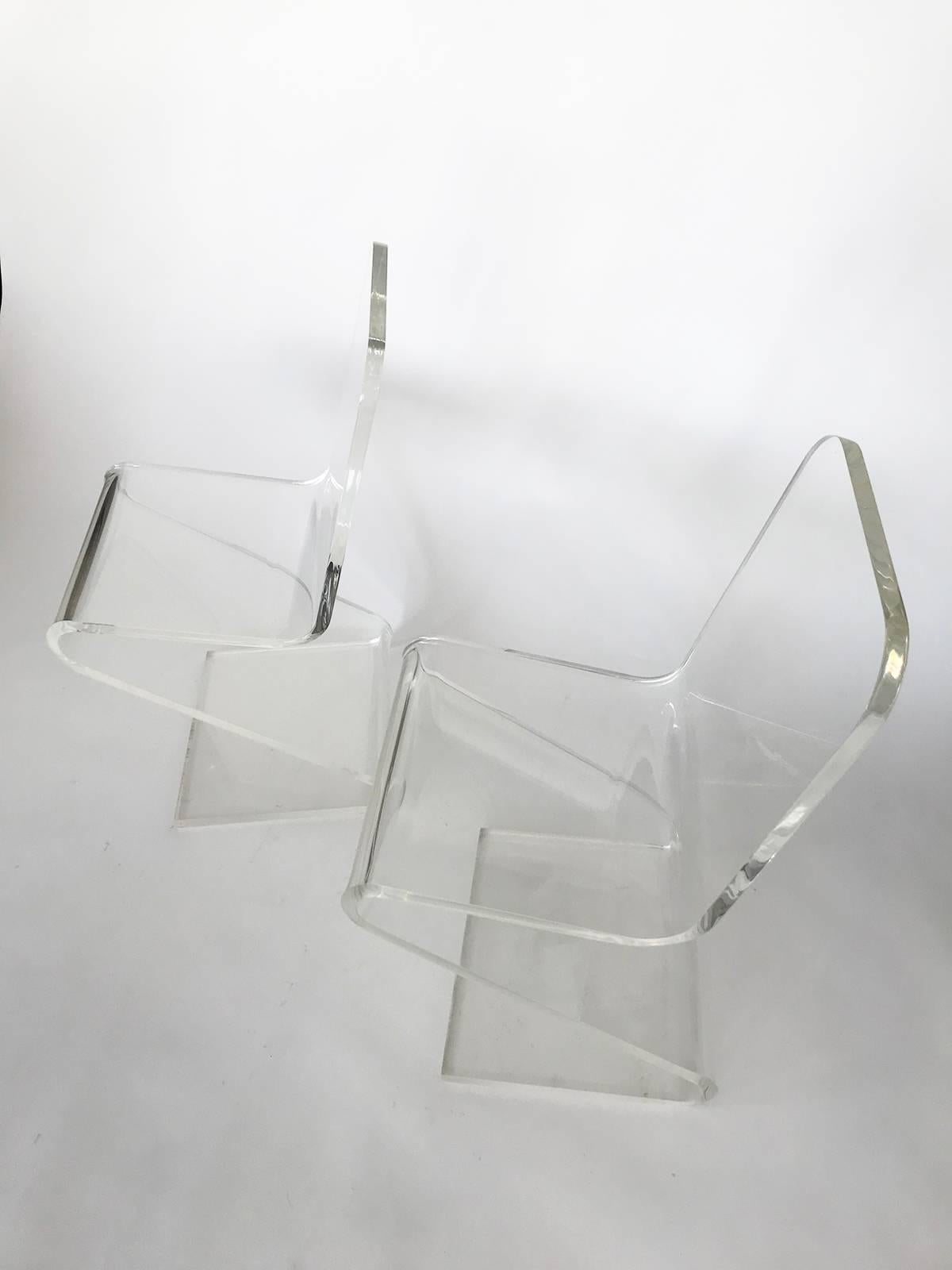 1970s Lucite Z Cantilever Chairs by Les Prismatique In Excellent Condition In Brooklyn, NY