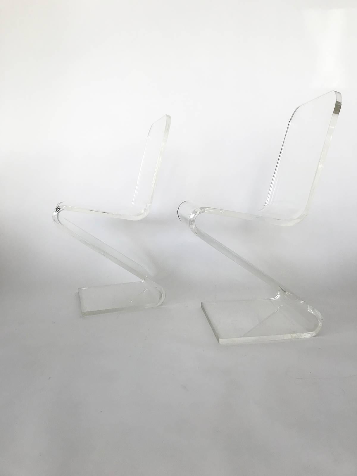 1970s Lucite Z Cantilever Chairs by Les Prismatique 4