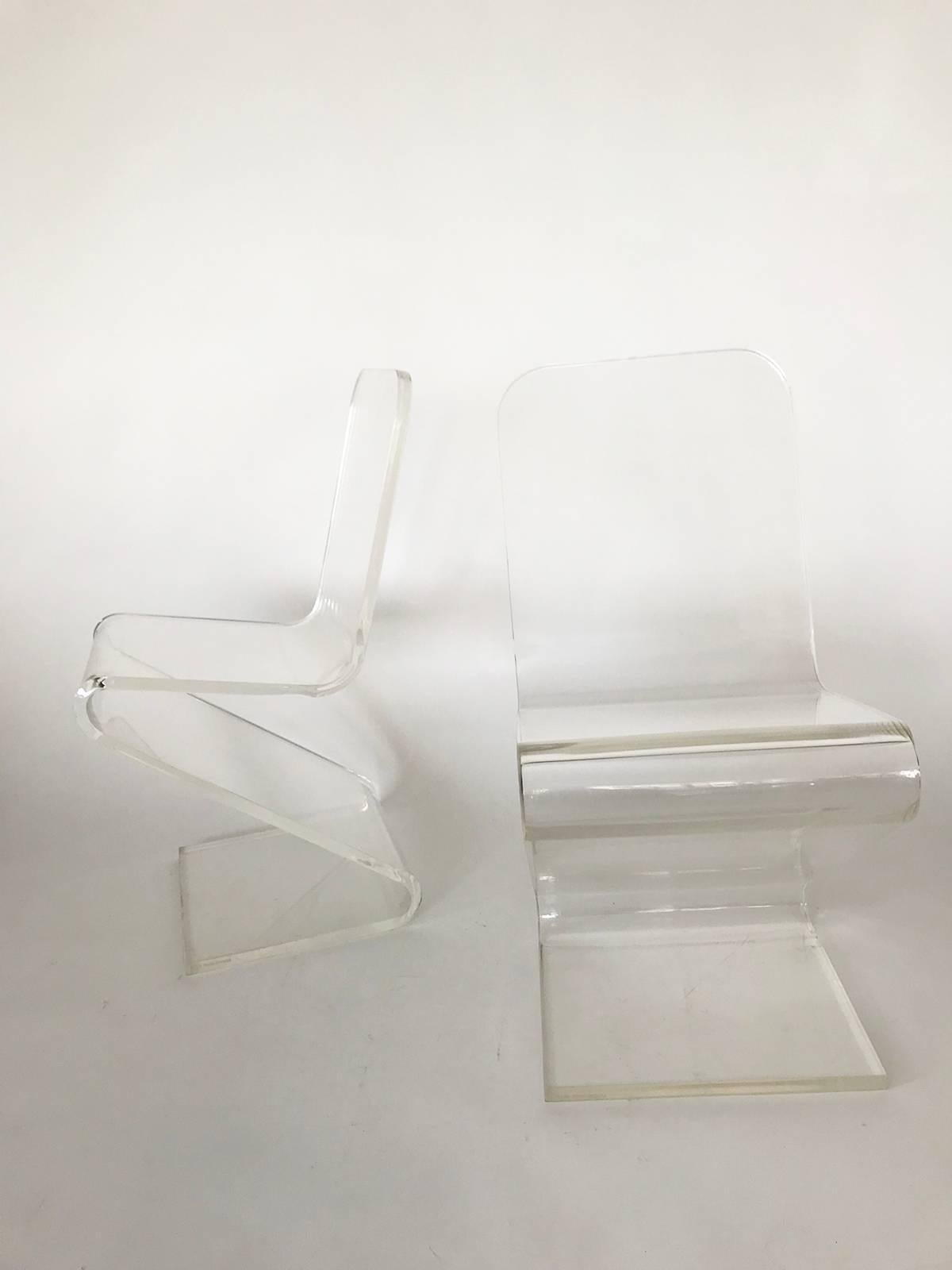 1970s Lucite Z Cantilever Chairs by Les Prismatique 1