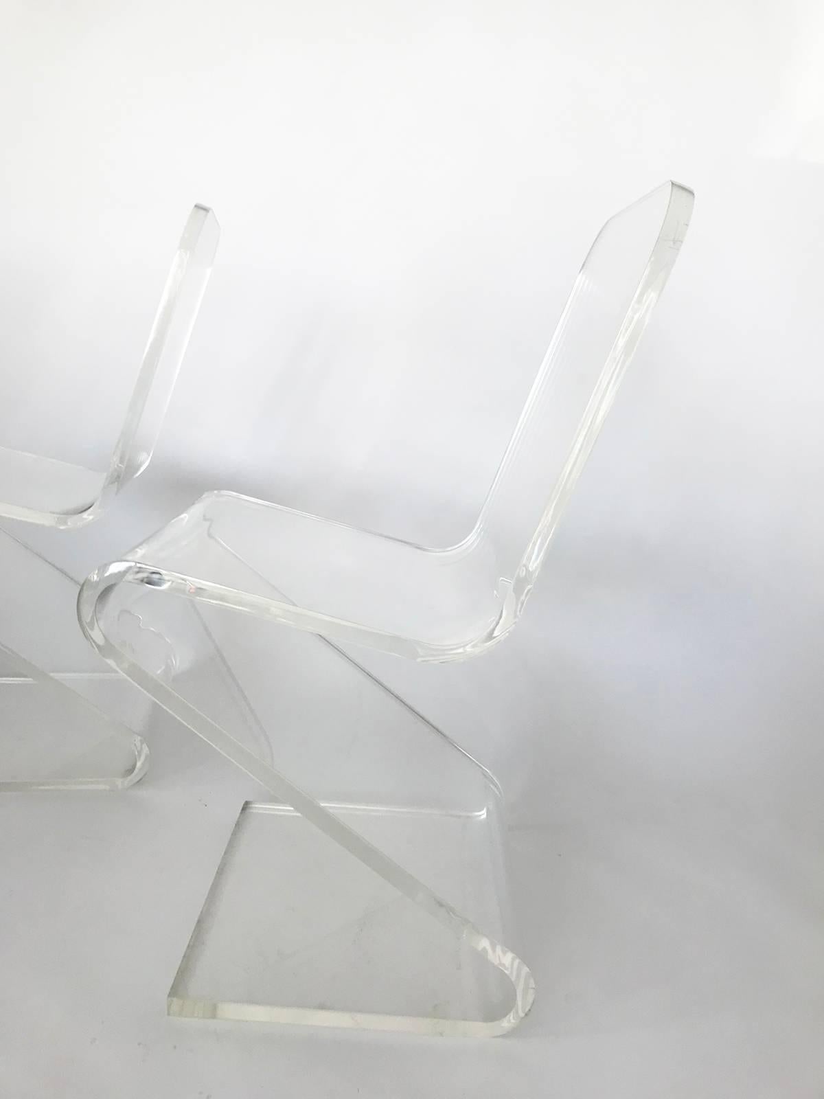 1970s Lucite Z Cantilever Chairs by Les Prismatique 2
