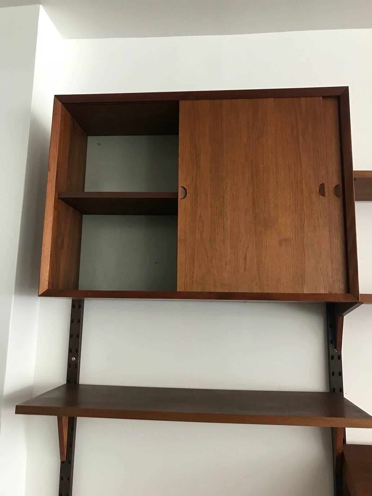 Mid-Century Modern Midcentury Teak Modular Poul Cadovius Wall Unit and Desk with Mirror