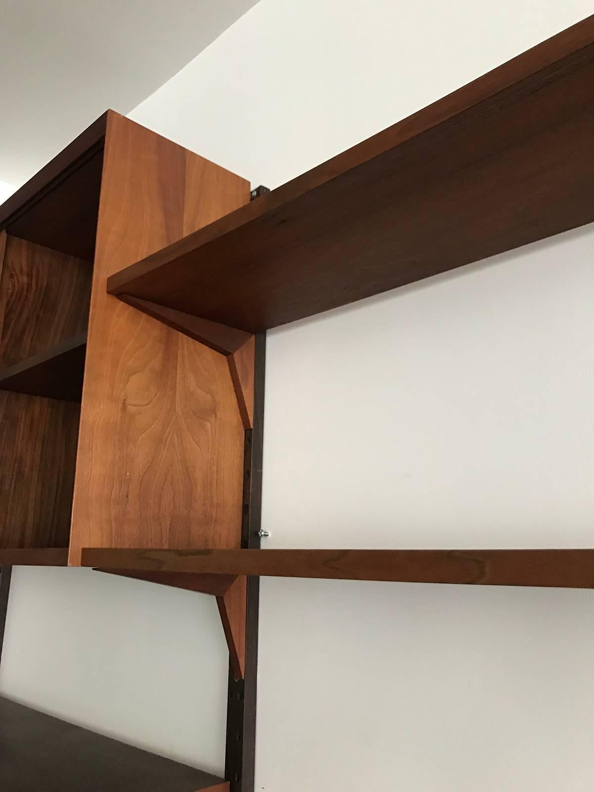 Midcentury Teak Modular Poul Cadovius Wall Unit and Desk with Mirror In Excellent Condition In Brooklyn, NY