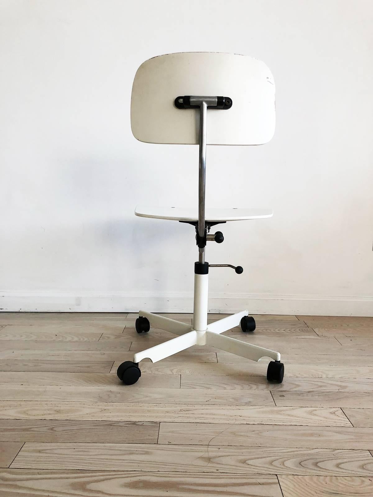 Late 20th Century 1970s Danish Kevi Adjustable Desk Chair in White