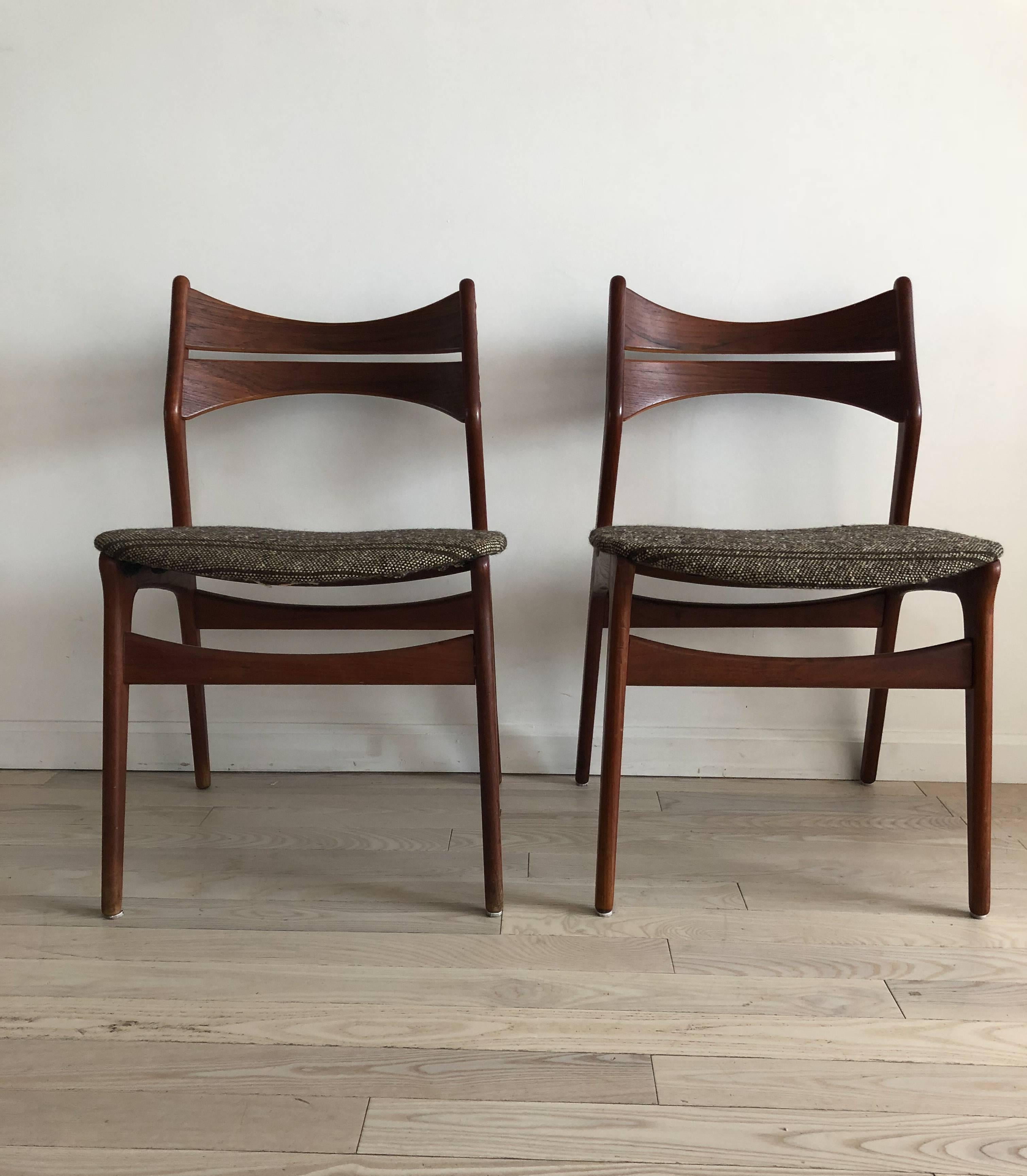 1960s Teak Danish Erik Buck Model 310 Pair of Dining Chairs 1