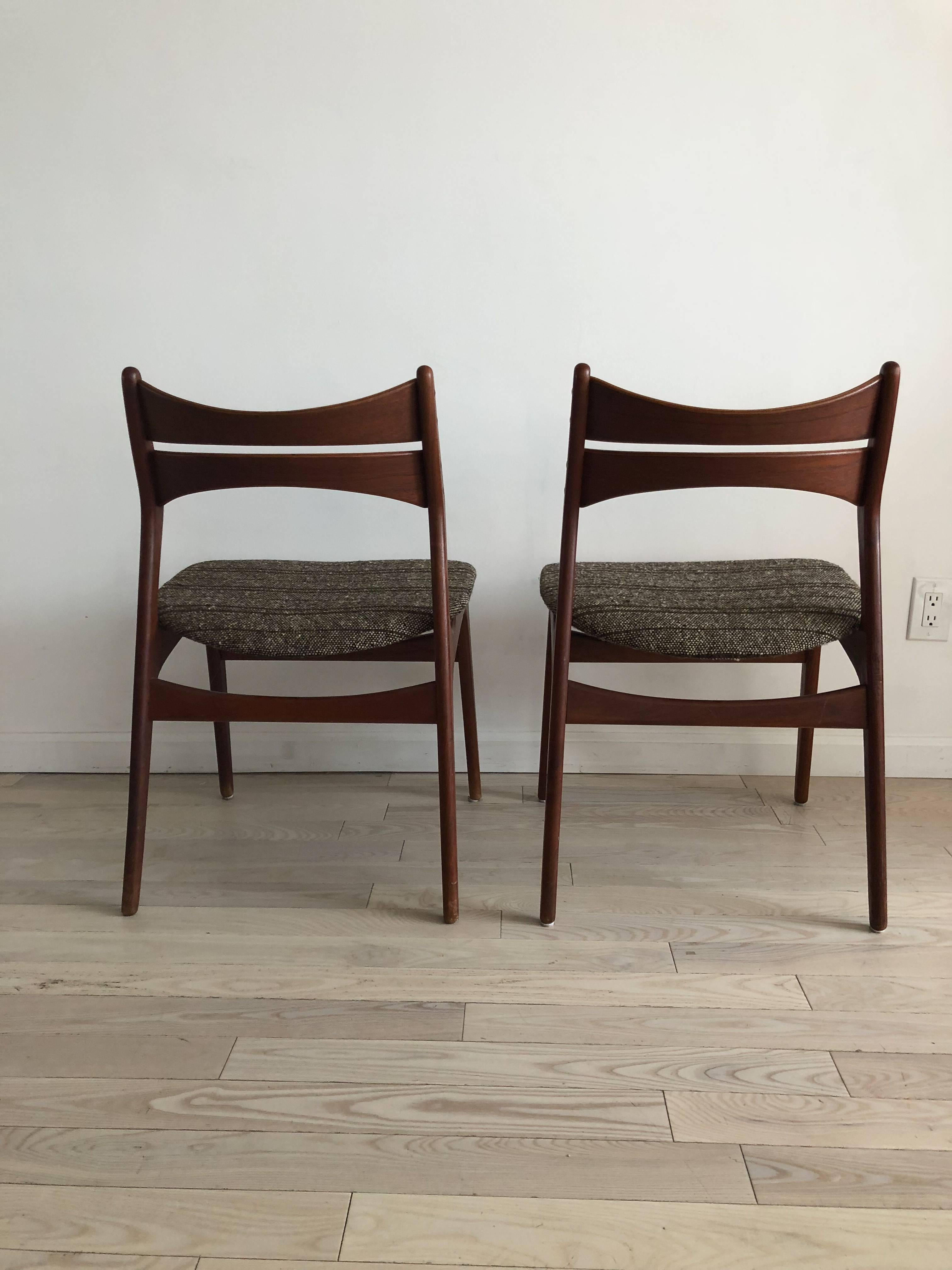 1960s Teak Danish Erik Buck Model 310 Pair of Dining Chairs 2