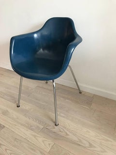 Midcentury Blue Fiberglass Shell Chair by Krueger