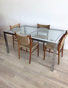 Midcentury Scandinavian Bendt Winge Fumed Oak Rope Woven Dining Chairs