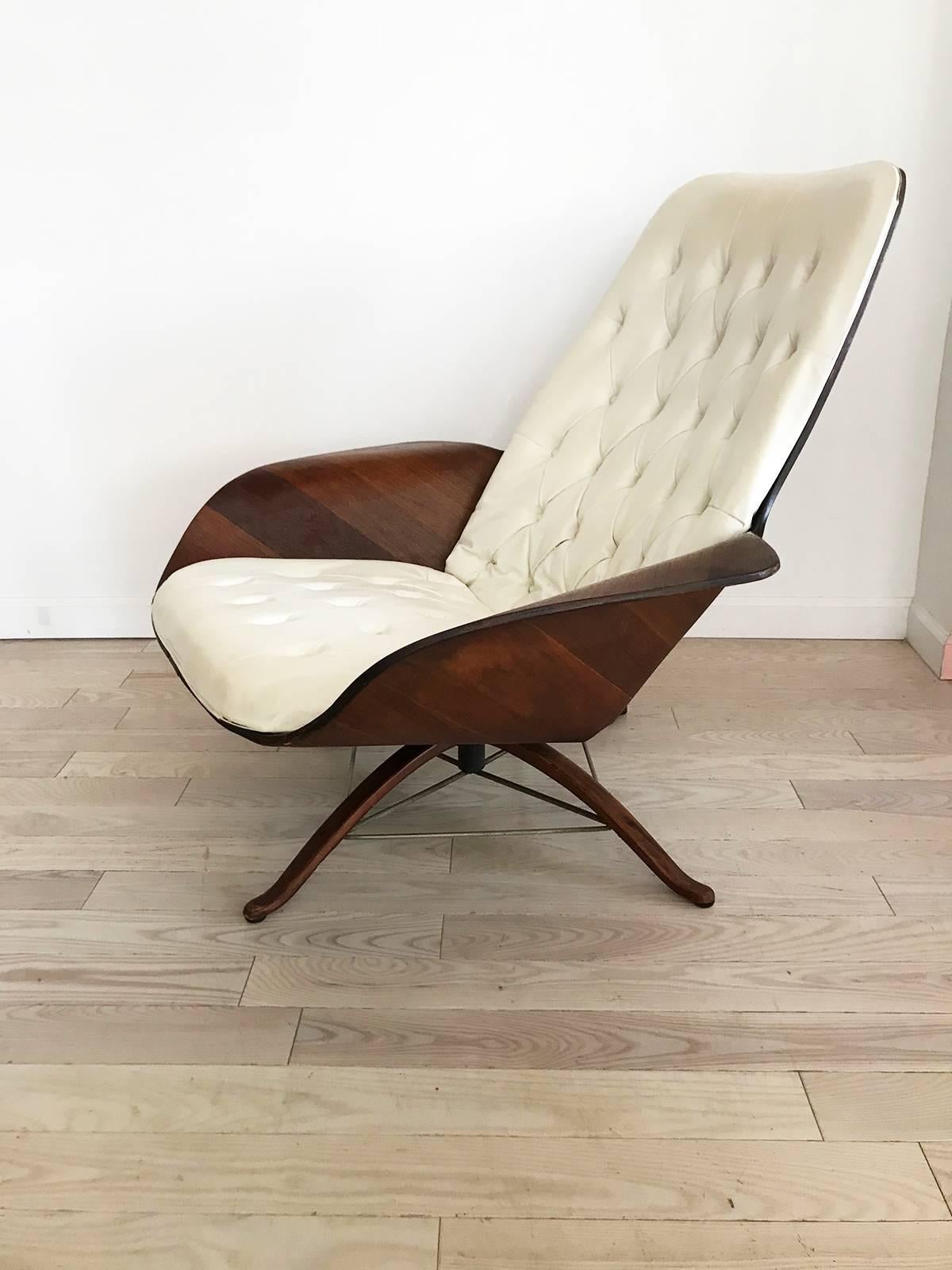 American Midcentury Cream Plycraft Mr. Chair by George Mulhauser Lounge Chair
