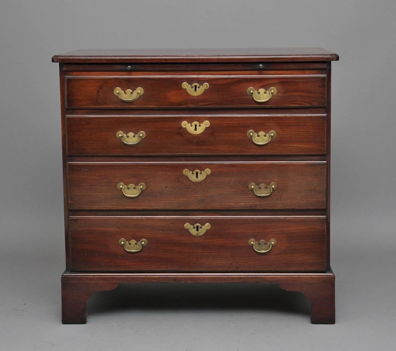 English 18th Century Mahogany Chest with Brushing Slide For Sale