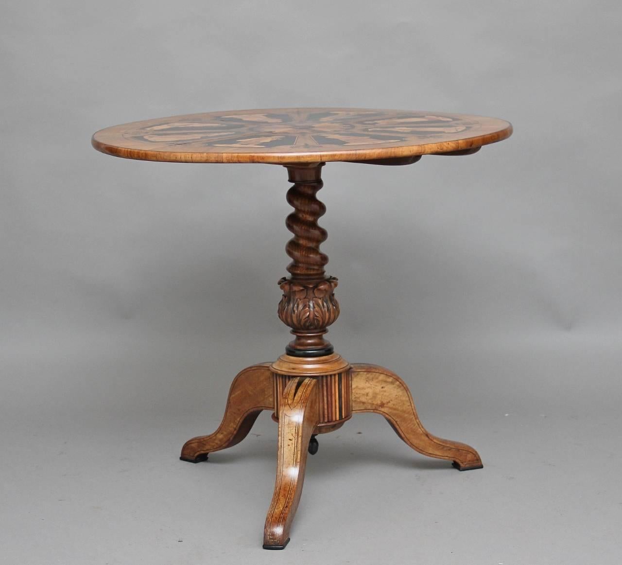 19th Century Sorrento Marquetry Tripod Table In Good Condition In Martlesham, GB