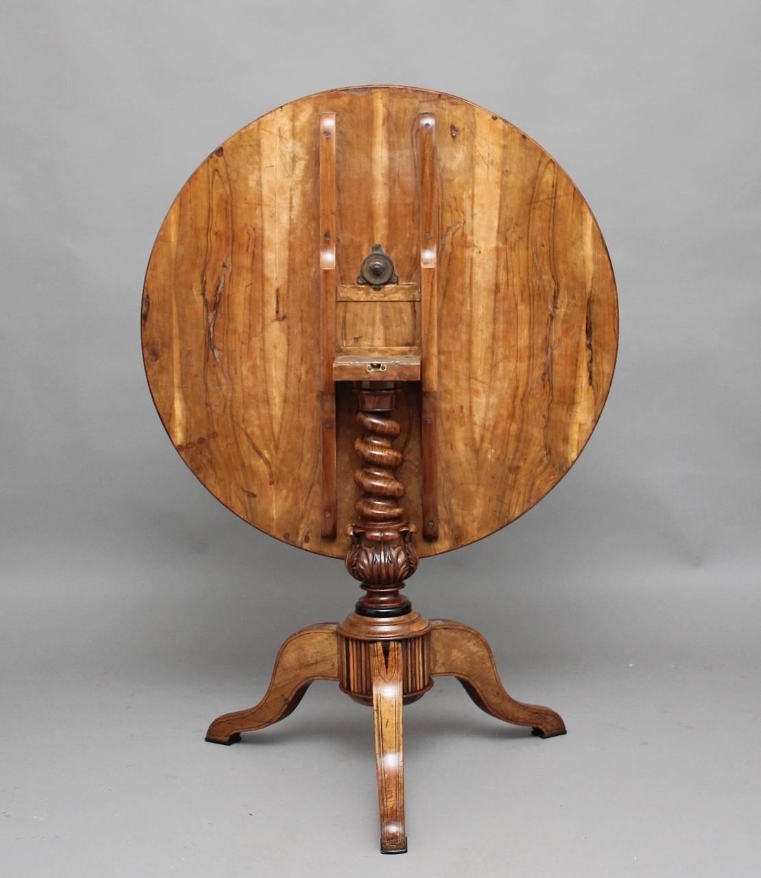Louis Philippe 19th Century Sorrento Marquetry Tripod Table