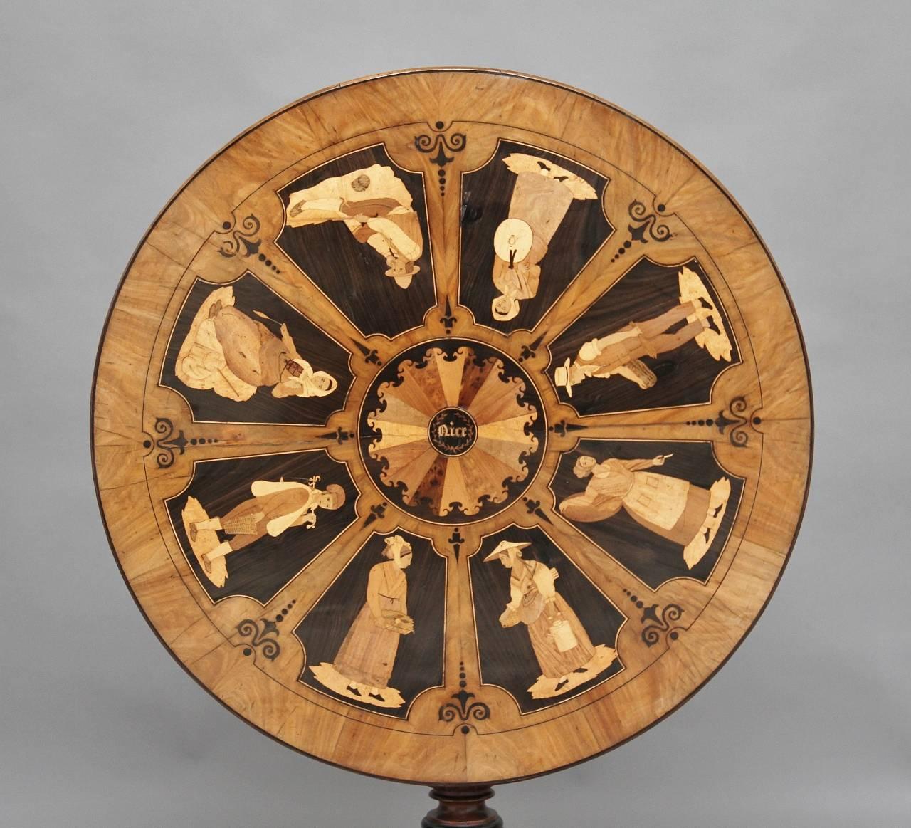 Mid-19th Century 19th Century Sorrento Marquetry Tripod Table