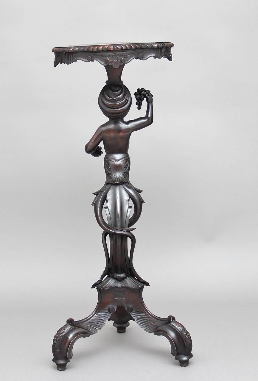 19th Century Italian Carved Walnut Torcher In Good Condition For Sale In Martlesham, GB