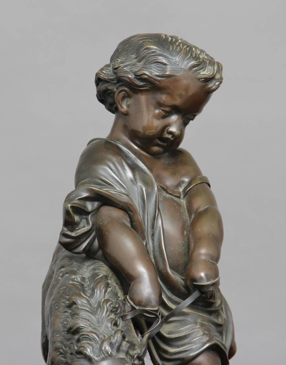 19th Century Bronze of a Young Boy with Dog 4