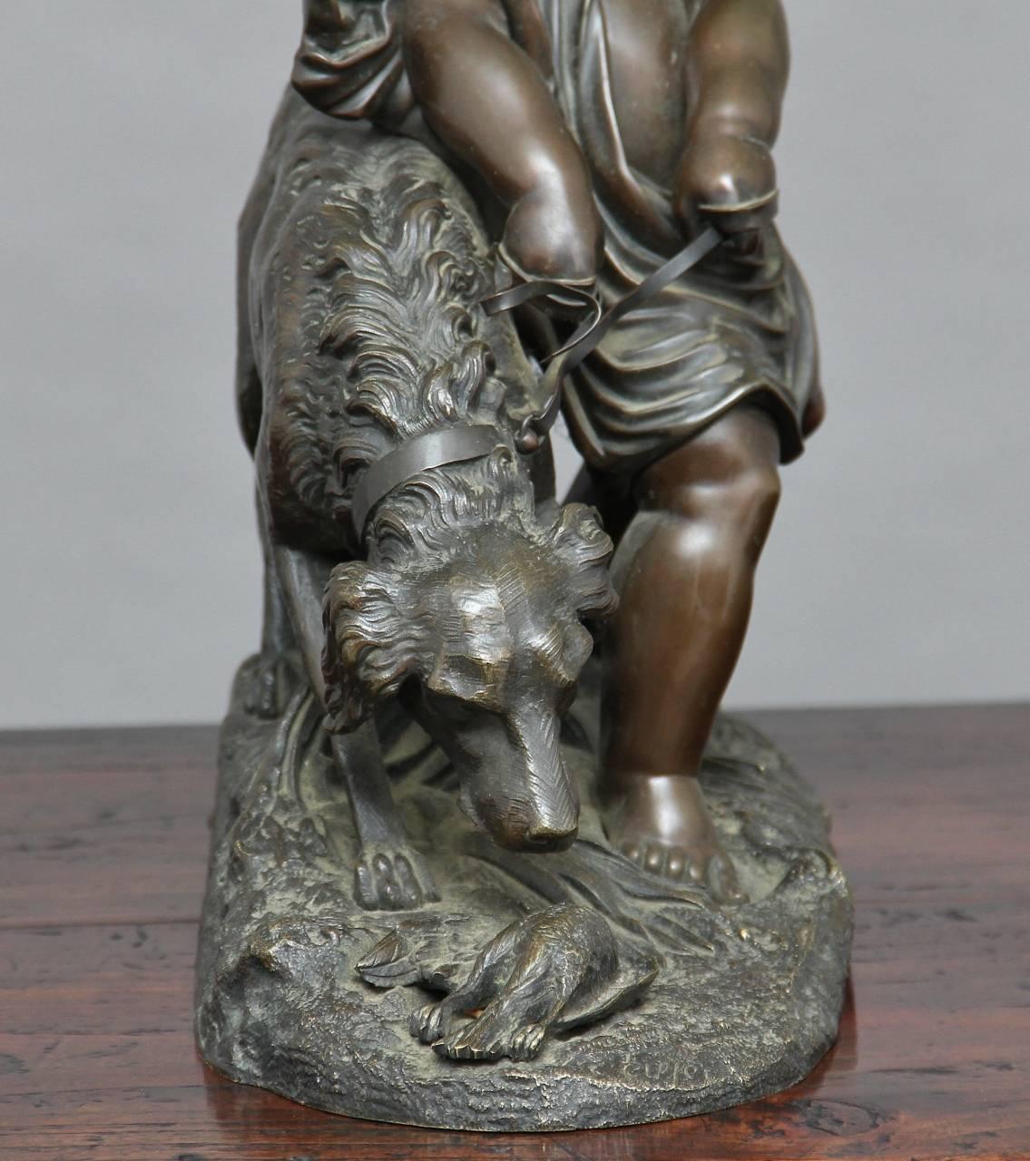 19th Century Bronze of a Young Boy with Dog 3