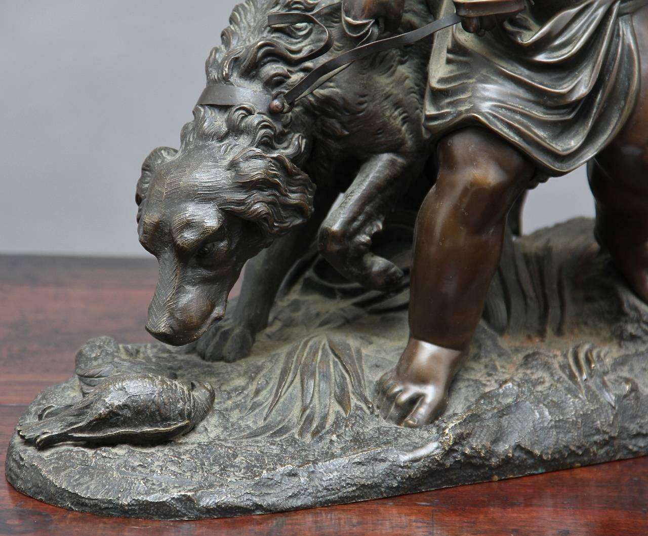 19th Century Bronze of a Young Boy with Dog 2