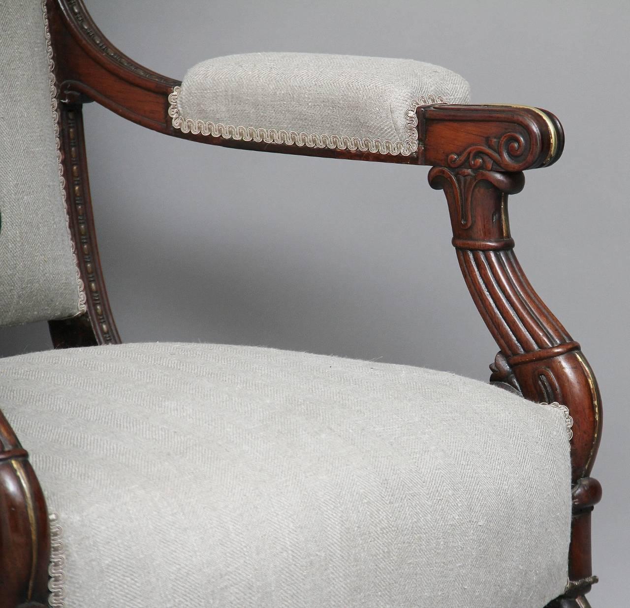 Pair of 19th Century Rosewood Armchairs 2