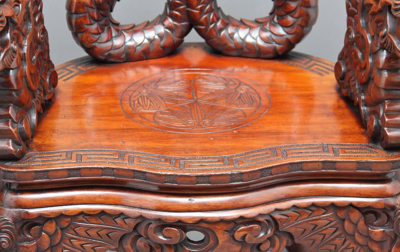 Pair of Early 20th Century Carved Chinese Chairs 2
