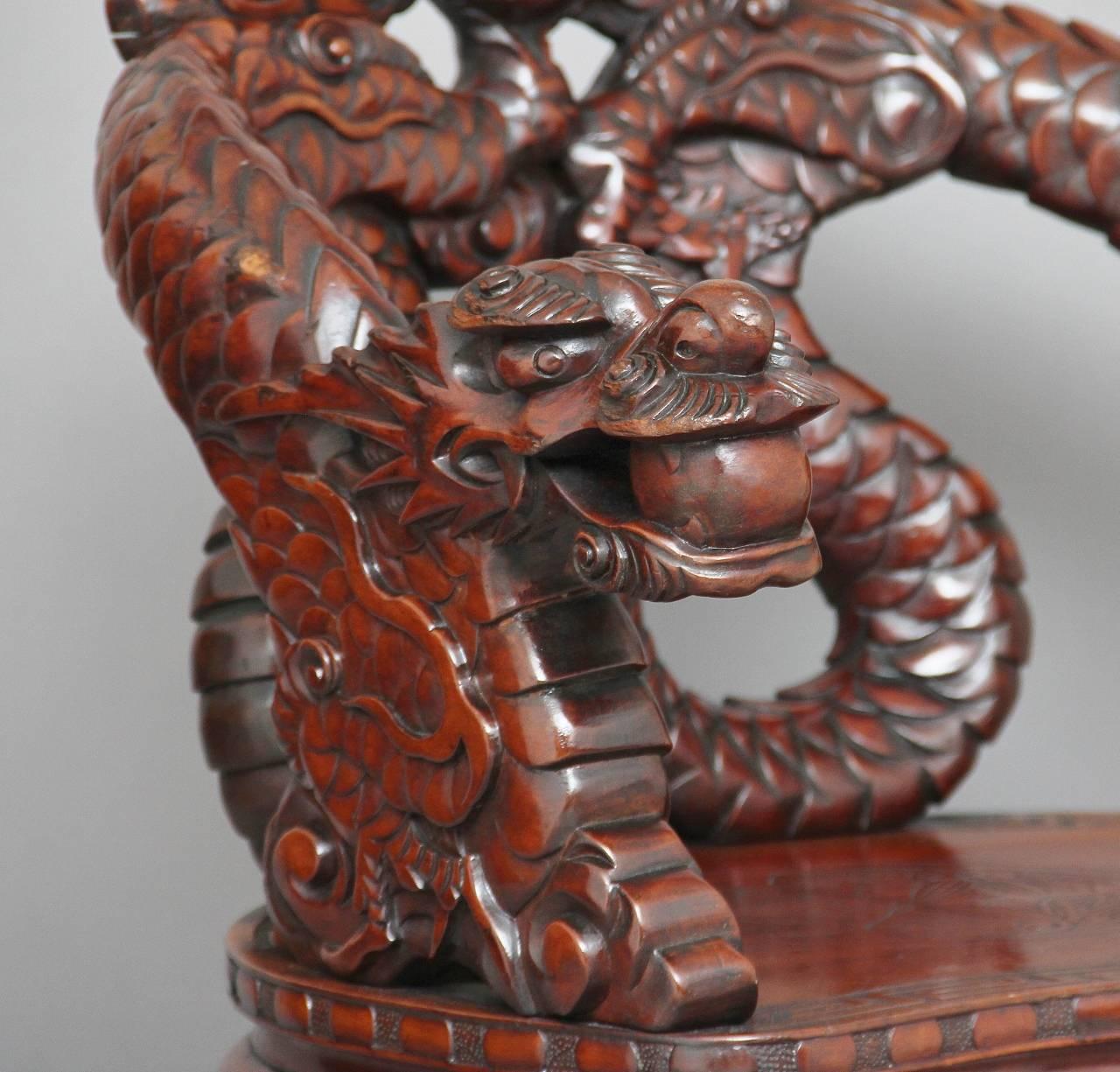 Pair of Early 20th Century Carved Chinese Chairs 3