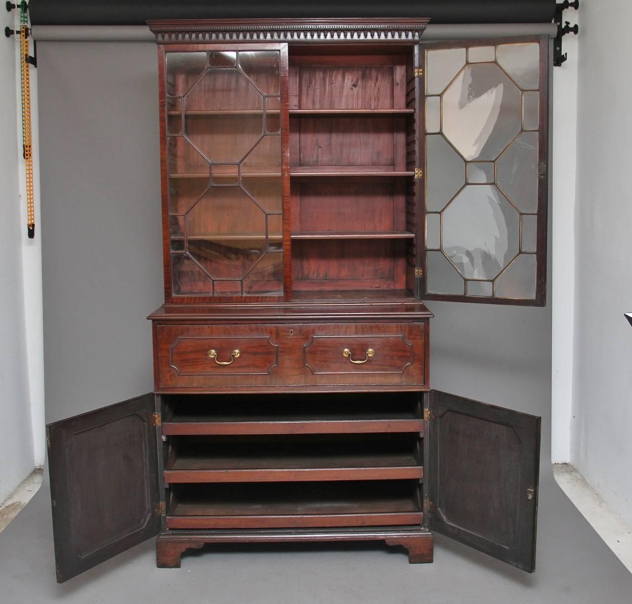 Georgian 18th Century Mahogany Secretaire Bookcase