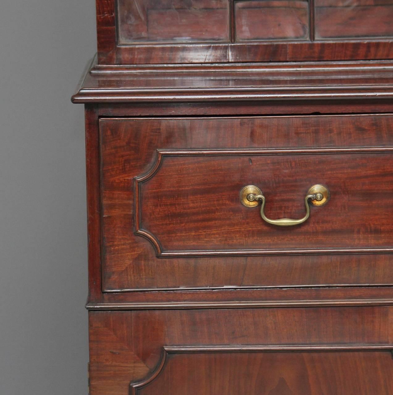 Late 18th Century 18th Century Mahogany Secretaire Bookcase