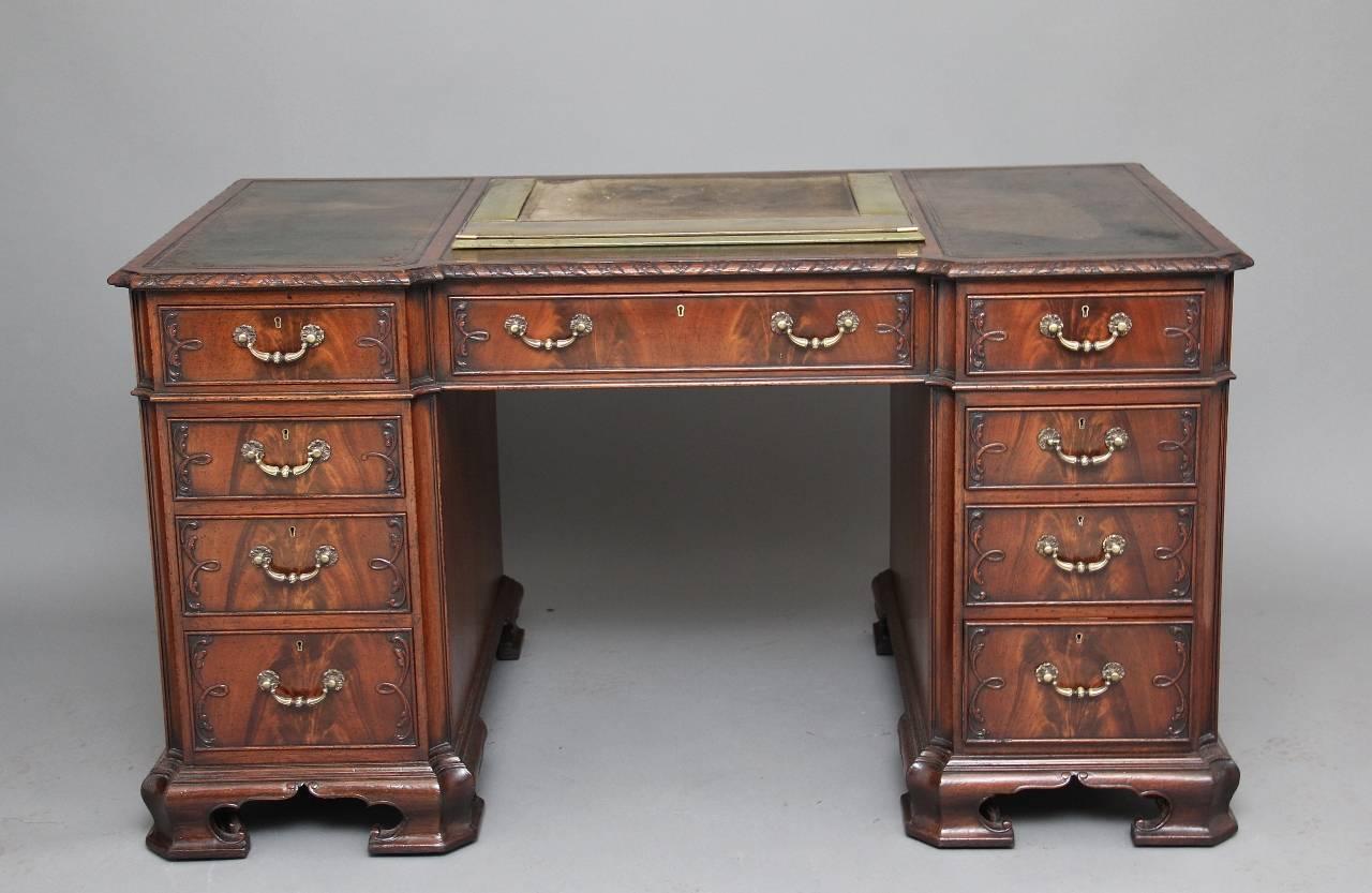 Early 20th Century Chippendale Style Mahogany Desk 4