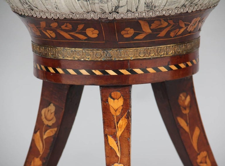 19th Century Dutch Marquetry Stool For Sale at 1stdibs