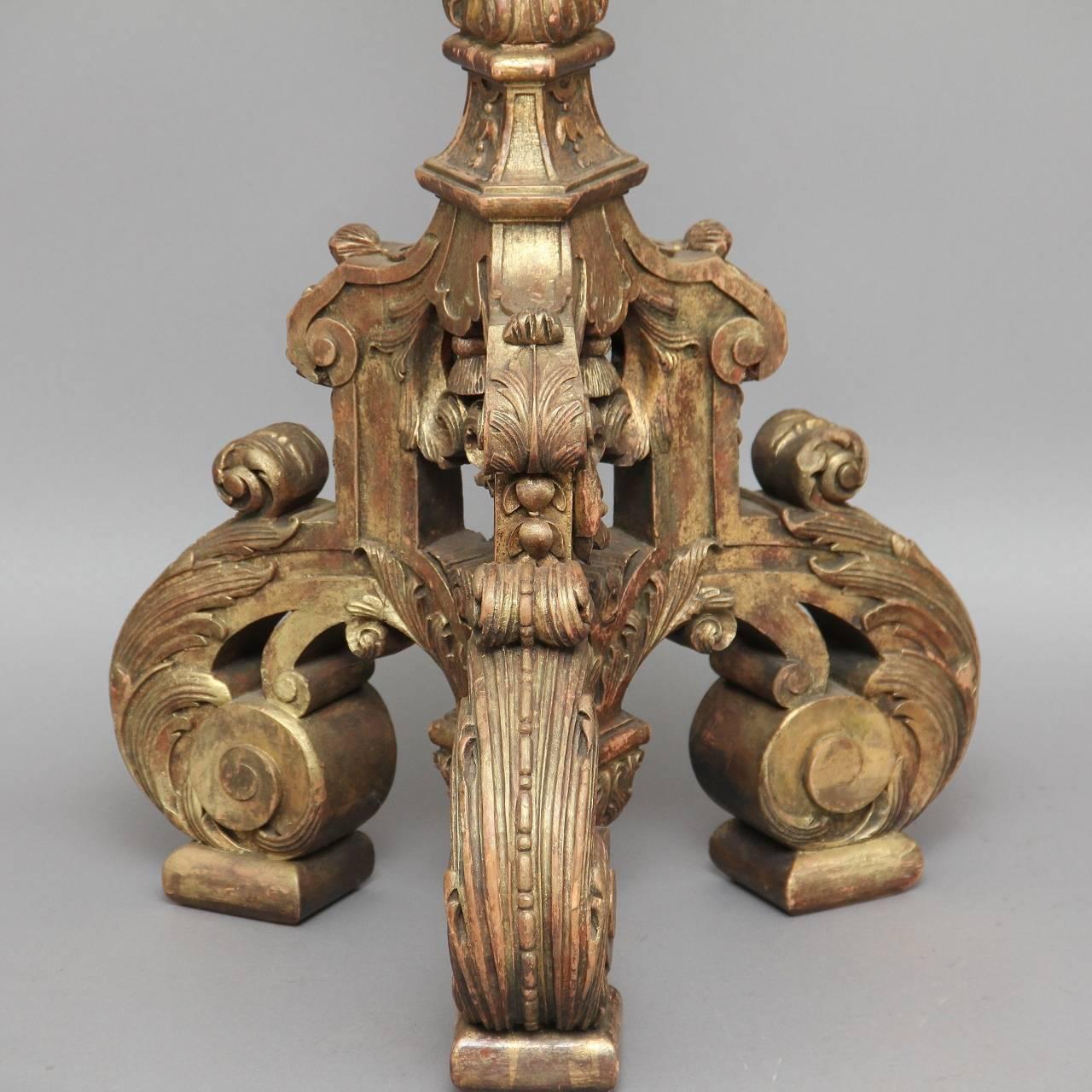 Regency Early 19th Century Carved Wood and Gilded Torcher