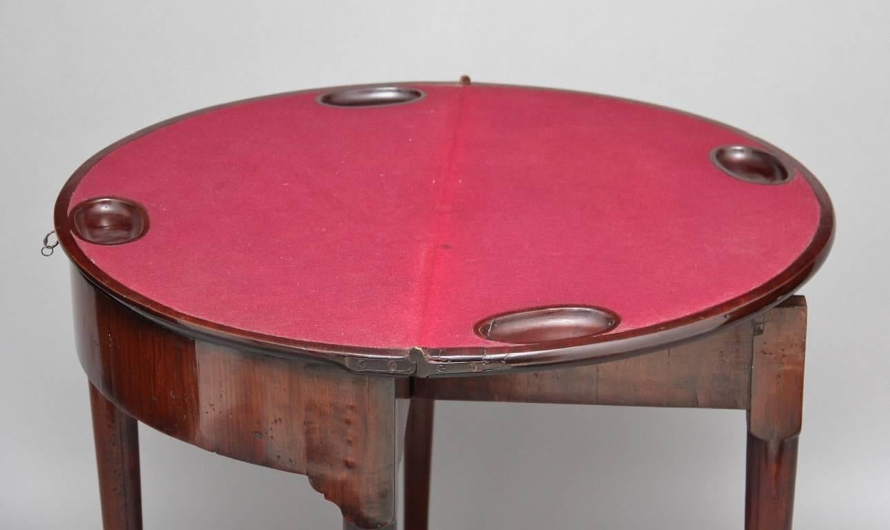 English 18th Century Mahogany Demilune Games Table