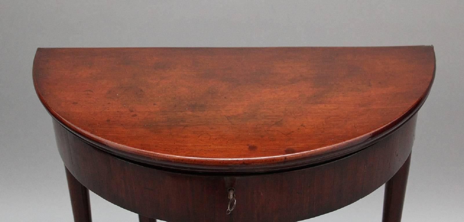 Late 18th Century 18th Century Mahogany Demilune Games Table
