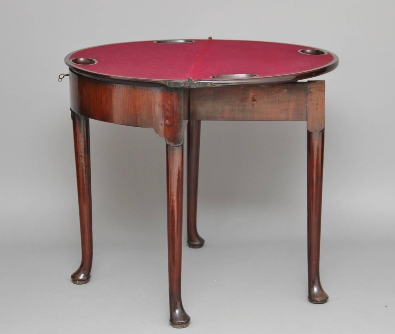 Georgian 18th Century Mahogany Demilune Games Table