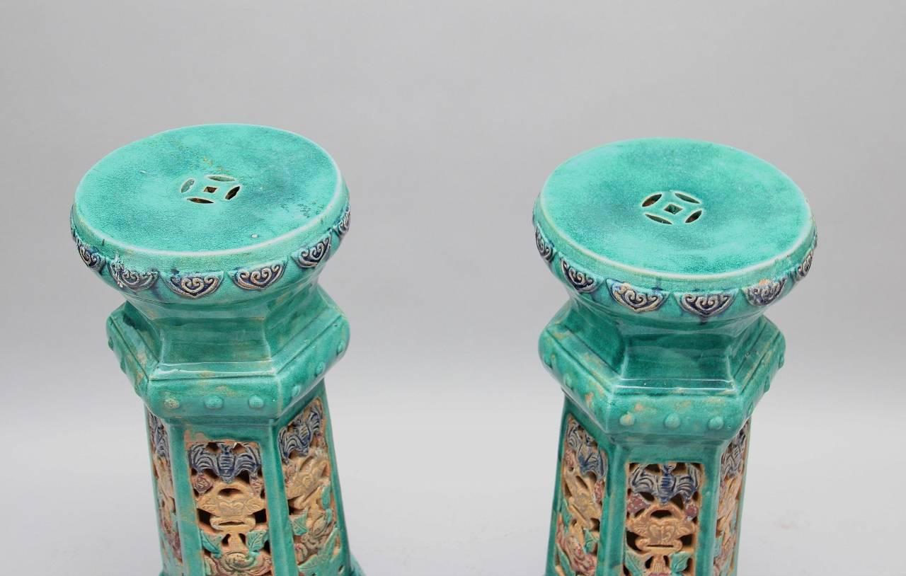 Pair of Early 20th Century Chinese Porcelain Pedestals 2