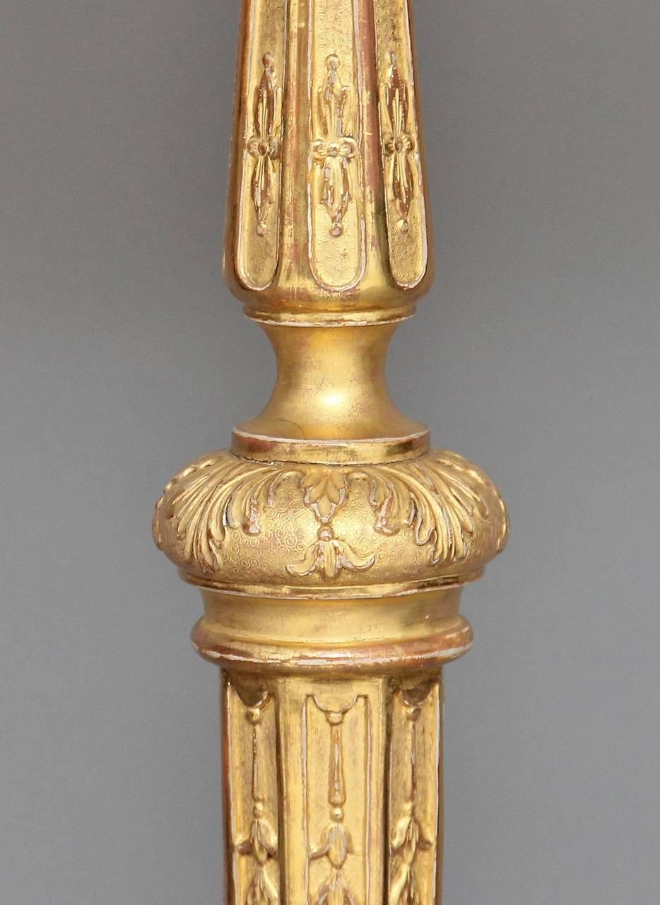 English Early 19th Century Carved and Gilded Torcher