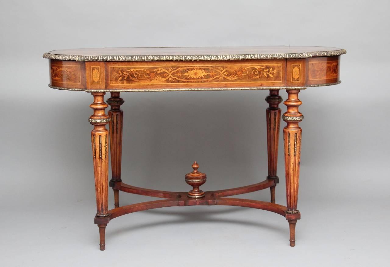 French 19th Century Inlaid Walnut Center Table